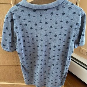 Primark men’s grey palm tree pattern size medium collars short sleeve shirt